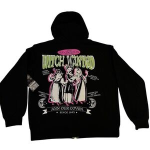 Disney Hocus Pocus Sanderson Sisters Black Zip Up Hoodie jacket Medium  NWT